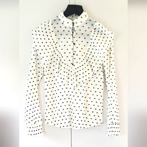 Zara long sleeve shirt with ruffle , size small , white with black ⚫